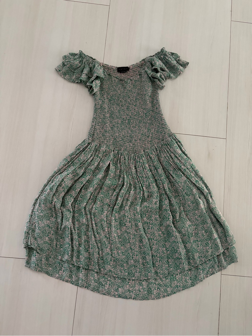 Hatch Maternity Green Floral Ruffle-Sleeve Casual Dress Size 0